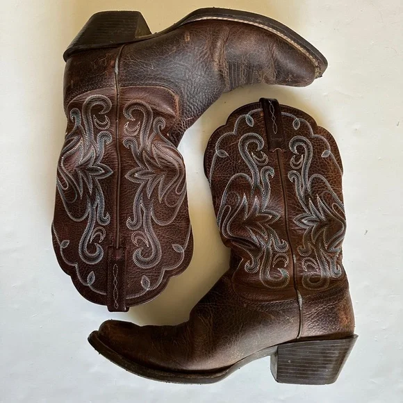 ARIAT Woman's 8.5 B Legend Western Cowgirl Cowboy Boots Brown Blue 15825 - Picture 2 of 11